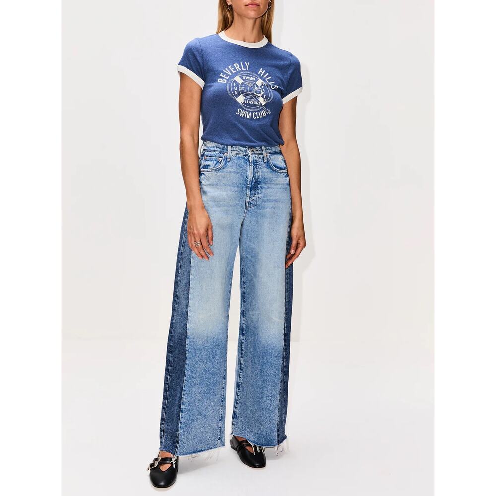 Mother Denim The Pipe Dream Button Sneak Fray Wide Leg 25